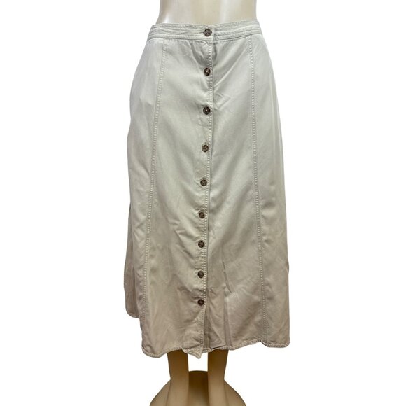 Talbots Womens Beige Button-Front A-Line Skirt Size 6 - Picture 1 of 8